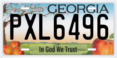 GA license plate PXL6496