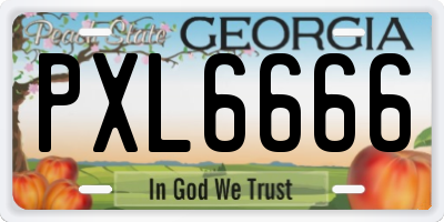GA license plate PXL6666