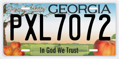 GA license plate PXL7072