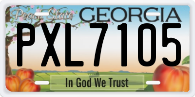 GA license plate PXL7105