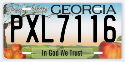 GA license plate PXL7116