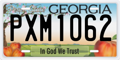 GA license plate PXM1062
