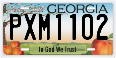 GA license plate PXM1102