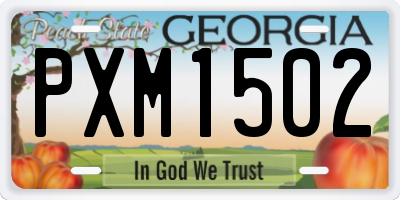 GA license plate PXM1502