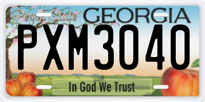 GA license plate PXM3040