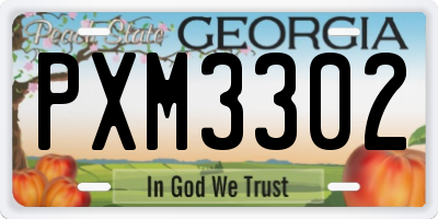 GA license plate PXM3302