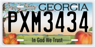 GA license plate PXM3434