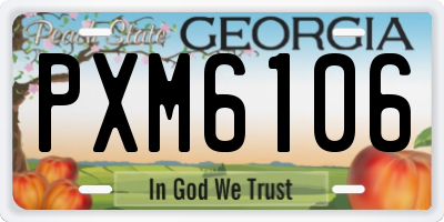 GA license plate PXM6106