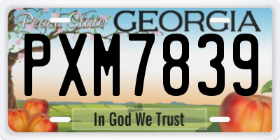 GA license plate PXM7839