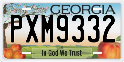 GA license plate PXM9332