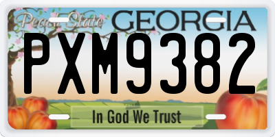 GA license plate PXM9382