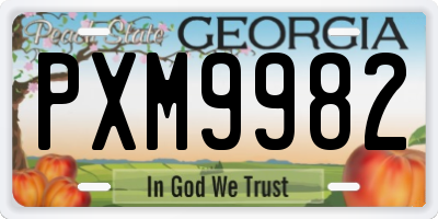 GA license plate PXM9982