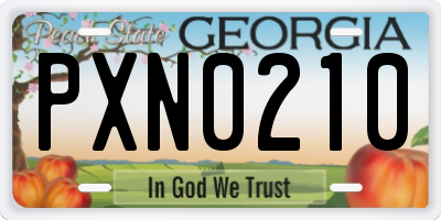 GA license plate PXN0210
