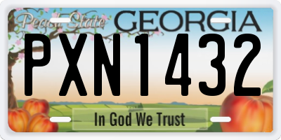 GA license plate PXN1432