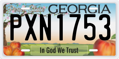 GA license plate PXN1753