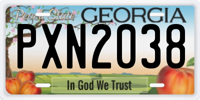 GA license plate PXN2038