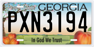 GA license plate PXN3194