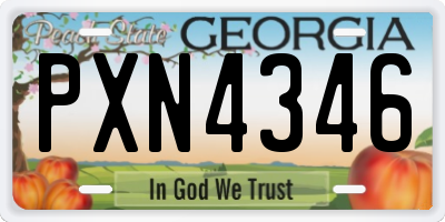 GA license plate PXN4346