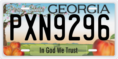 GA license plate PXN9296