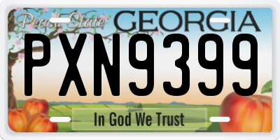 GA license plate PXN9399