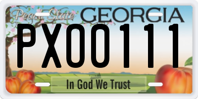 GA license plate PXO0111