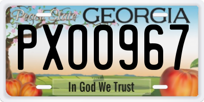 GA license plate PXO0967