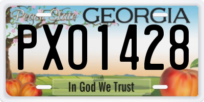 GA license plate PXO1428