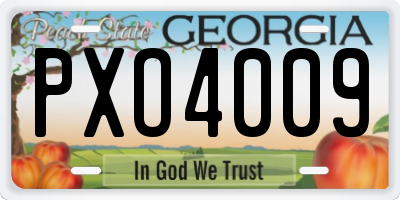 GA license plate PXO4009