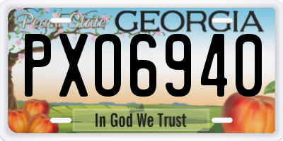 GA license plate PXO6940