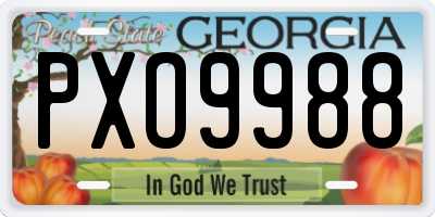 GA license plate PXO9988