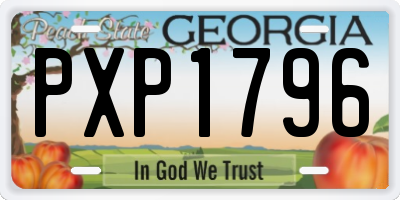 GA license plate PXP1796