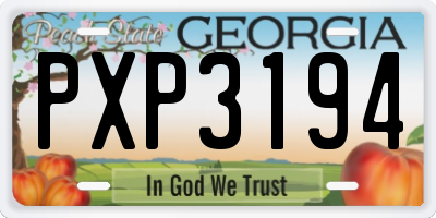 GA license plate PXP3194