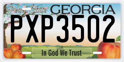 GA license plate PXP3502