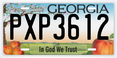 GA license plate PXP3612
