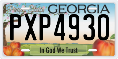 GA license plate PXP4930
