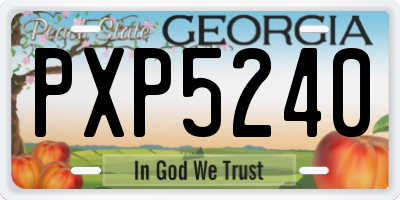 GA license plate PXP5240