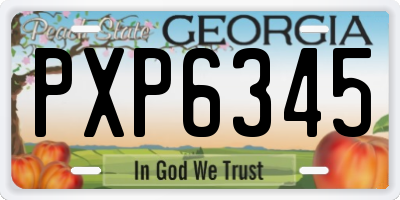 GA license plate PXP6345