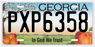 GA license plate PXP6358