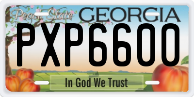 GA license plate PXP6600
