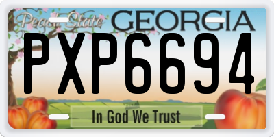 GA license plate PXP6694