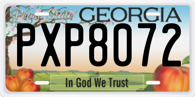GA license plate PXP8072