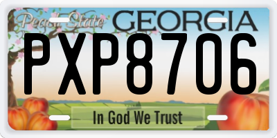 GA license plate PXP8706