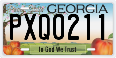 GA license plate PXQ0211