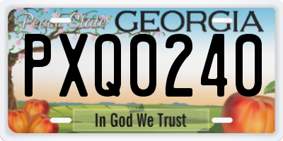 GA license plate PXQ0240