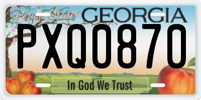 GA license plate PXQ0870