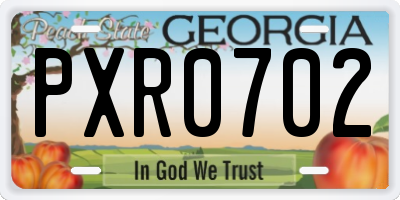 GA license plate PXR0702