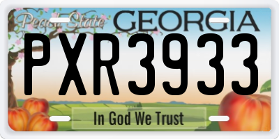 GA license plate PXR3933