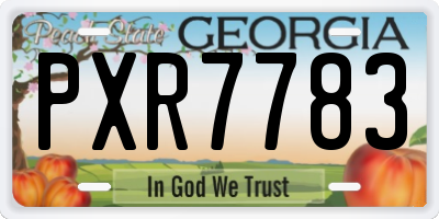 GA license plate PXR7783