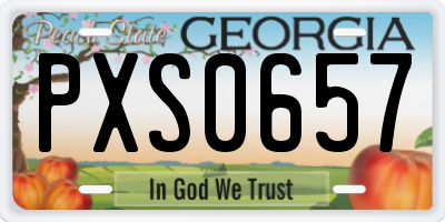 GA license plate PXS0657