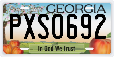 GA license plate PXS0692